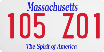 MA license plate 105ZO1