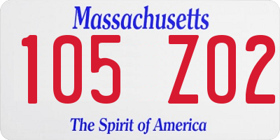 MA license plate 105ZO2
