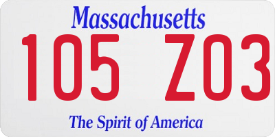 MA license plate 105ZO3