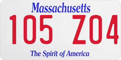 MA license plate 105ZO4