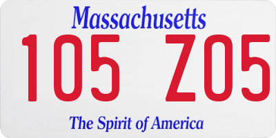 MA license plate 105ZO5