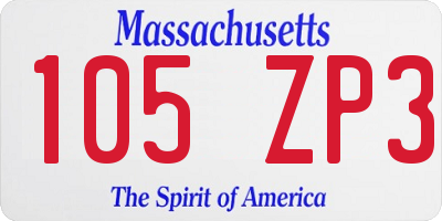 MA license plate 105ZP3