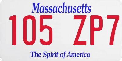 MA license plate 105ZP7