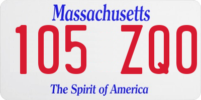MA license plate 105ZQ0