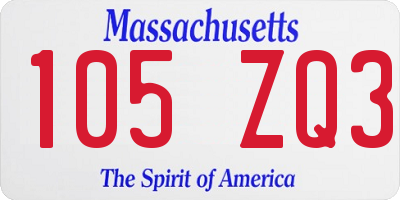 MA license plate 105ZQ3