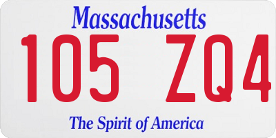 MA license plate 105ZQ4