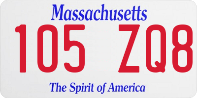 MA license plate 105ZQ8
