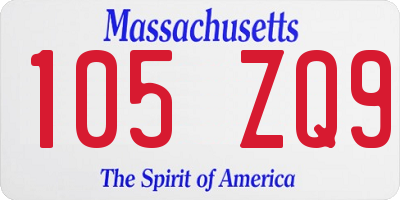 MA license plate 105ZQ9