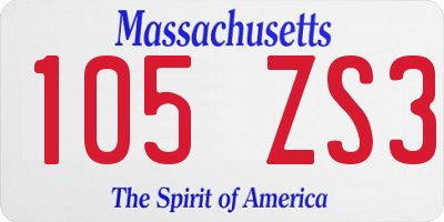 MA license plate 105ZS3