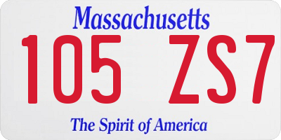 MA license plate 105ZS7