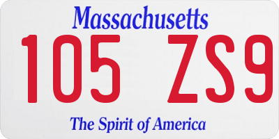 MA license plate 105ZS9