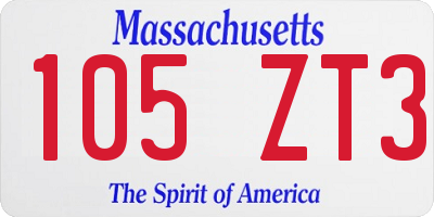 MA license plate 105ZT3