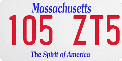 MA license plate 105ZT5