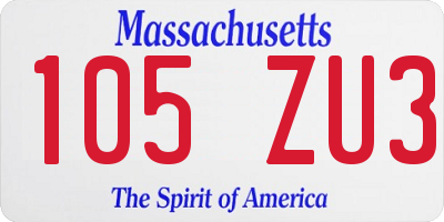 MA license plate 105ZU3