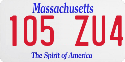 MA license plate 105ZU4