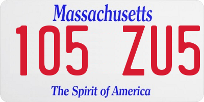 MA license plate 105ZU5