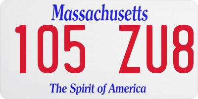 MA license plate 105ZU8