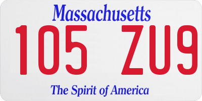 MA license plate 105ZU9