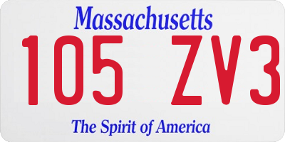 MA license plate 105ZV3