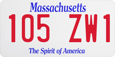 MA license plate 105ZW1