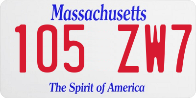 MA license plate 105ZW7