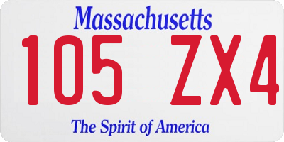 MA license plate 105ZX4