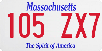 MA license plate 105ZX7