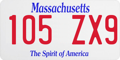 MA license plate 105ZX9