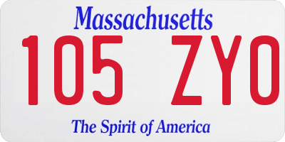 MA license plate 105ZY0