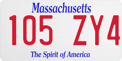 MA license plate 105ZY4