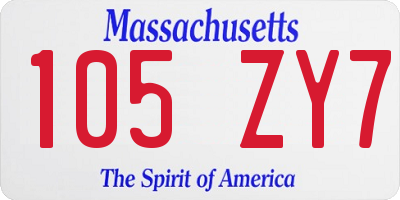 MA license plate 105ZY7