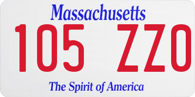 MA license plate 105ZZ0