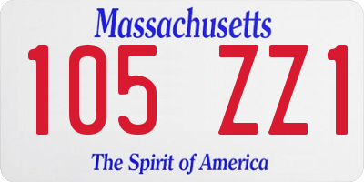 MA license plate 105ZZ1