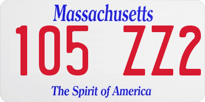 MA license plate 105ZZ2