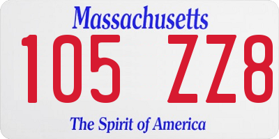 MA license plate 105ZZ8