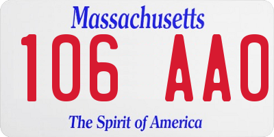 MA license plate 106AA0