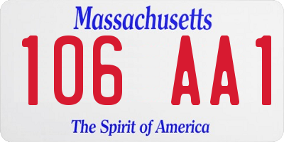 MA license plate 106AA1