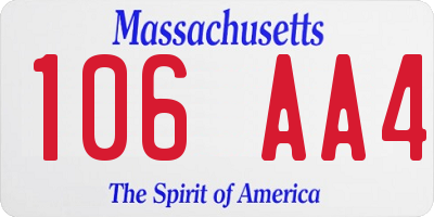 MA license plate 106AA4