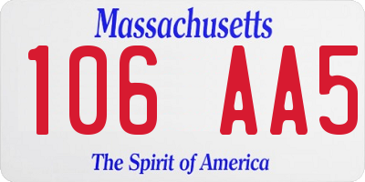 MA license plate 106AA5