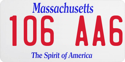 MA license plate 106AA6