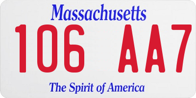 MA license plate 106AA7