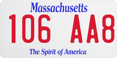 MA license plate 106AA8