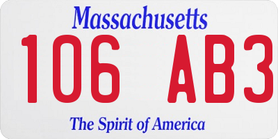 MA license plate 106AB3