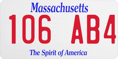 MA license plate 106AB4