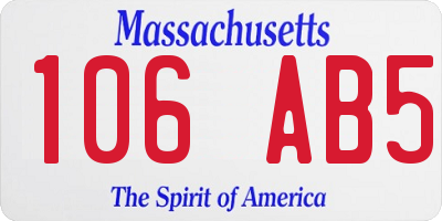 MA license plate 106AB5