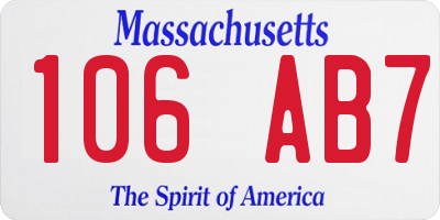 MA license plate 106AB7