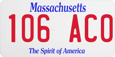 MA license plate 106AC0