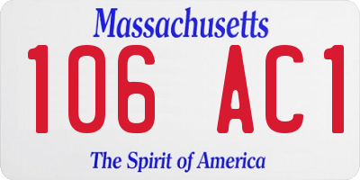 MA license plate 106AC1