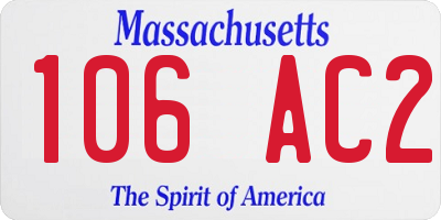 MA license plate 106AC2