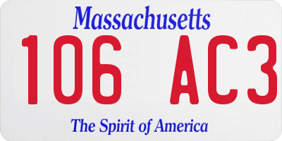 MA license plate 106AC3
